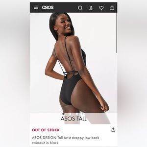ASOS Design Tall Black One-Piece Swimsuit Size 4